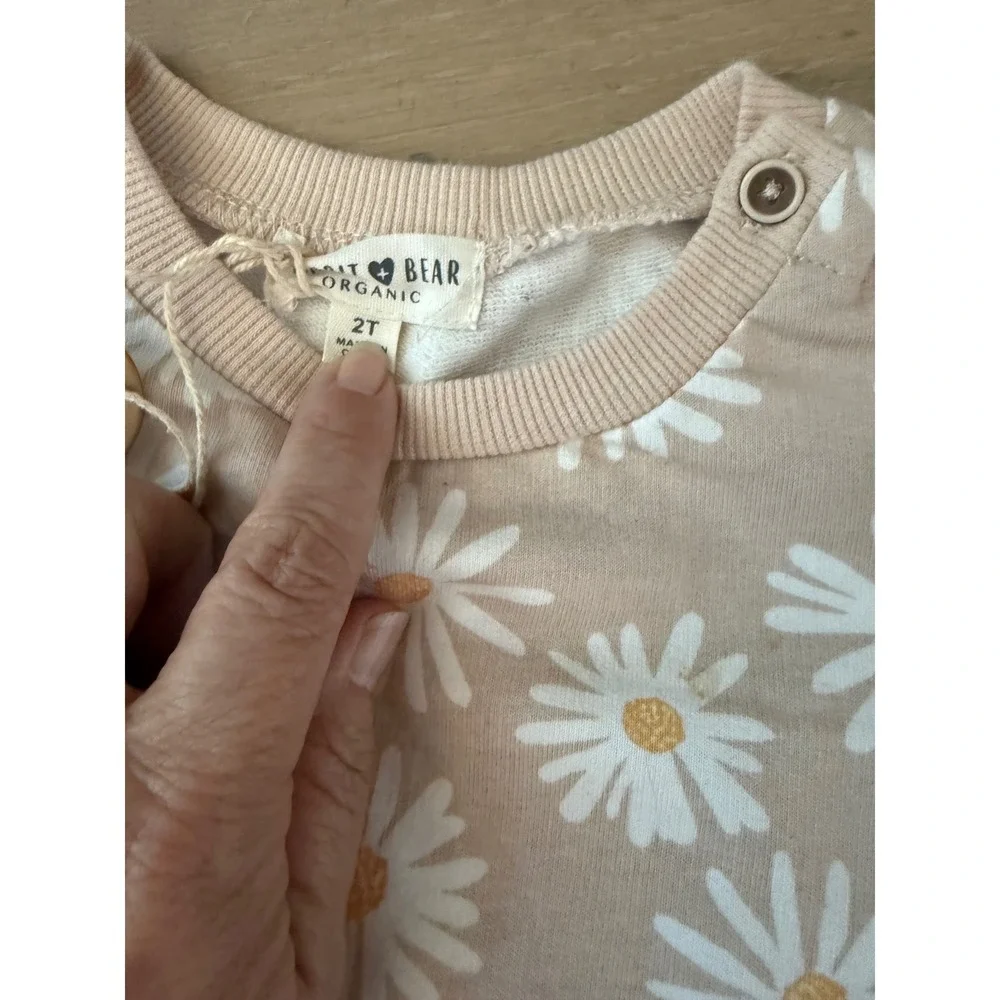 Toddler Girl 2T Bundle Calvin Klein Striped Set, Rabbit Bear Organic Daisy Set